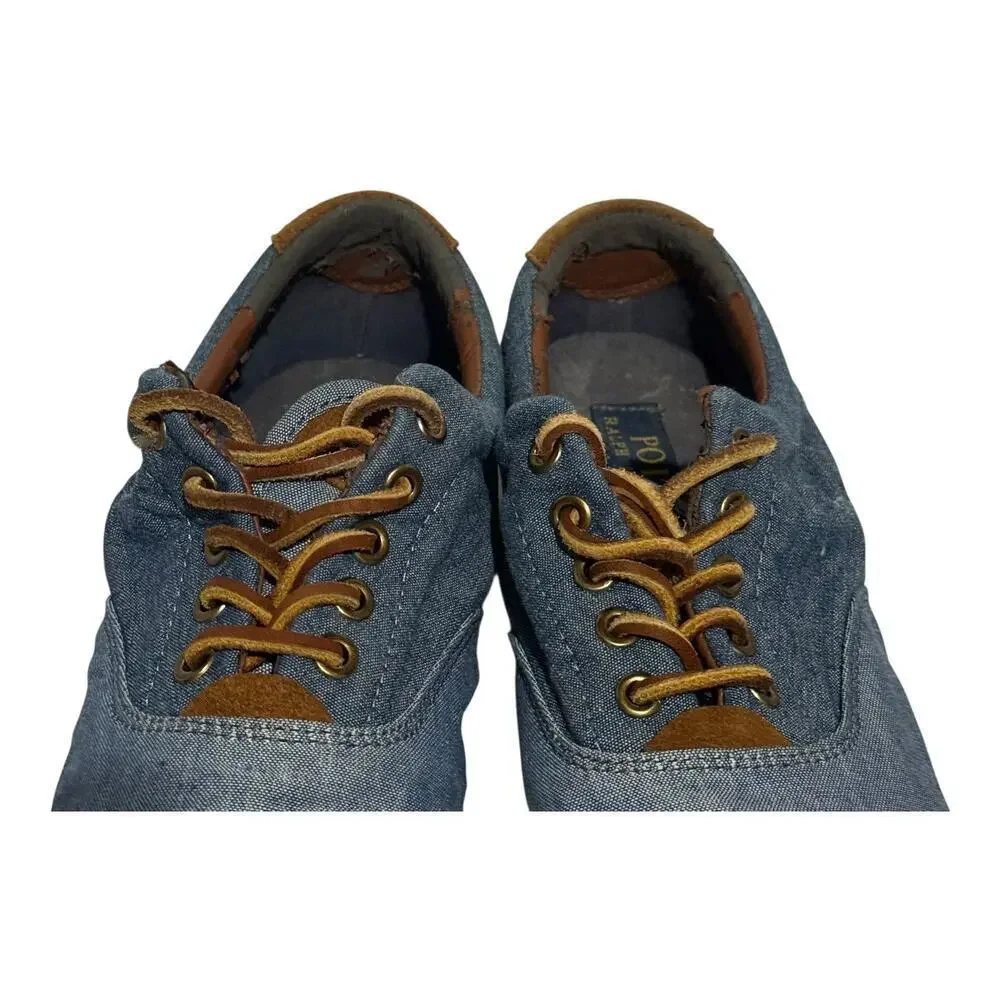 Polo Ralph Lauren Vaughn Chambray Blue Canvas Sneakers Men's Size 11D Low Top